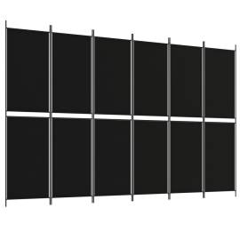 Paravan de cameră cu 6 panouri, negru, 300x200 cm, textil, 2 image