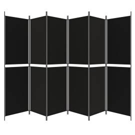 Paravan de cameră cu 6 panouri, negru, 300x200 cm, textil, 5 image