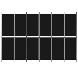 Paravan de cameră cu 6 panouri, negru, 300x200 cm, textil, 3 image