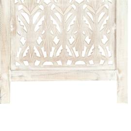 Paravan cameră sculptat manual 5 panouri alb 200x165 cm mango, 4 image
