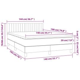 Pat box spring cu saltea, roz, 140x190 cm, catifea, 7 image