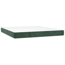 Pat box spring cu saltea, verde închis, 180x200 cm, catifea, 5 image