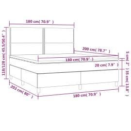 Pat box spring cu saltea, gri, 180x200 cm, piele ecologică, 6 image