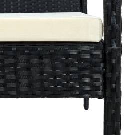 Scaun de grădină cu pernă, negru, poliratan, 6 image