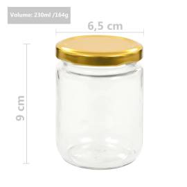 Borcane din sticlă pentru gem, capace aurii, 96 buc., 230 ml, 7 image
