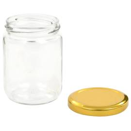 Borcane din sticlă pentru gem, capace aurii, 96 buc., 230 ml, 5 image