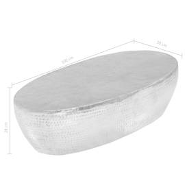 Măsuță cafea, argintiu, 100x50x28 cm aluminiu bătut la ciocan, 8 image