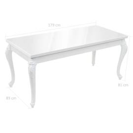 Masă de bucătărie, alb strălucitor, 179x89x81 cm, 9 image