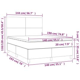 Pat cu arcuri, cu saltea & led, alb, 140x190 cm, piele eco, 8 image