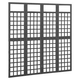 Separator cameră cu 4 panouri negru 161x180 cm nuiele lemn brad, 2 image