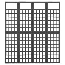 Separator cameră cu 4 panouri negru 161x180 cm nuiele lemn brad, 3 image
