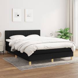 Pat box spring cu saltea, negru, 140x190 cm, textil