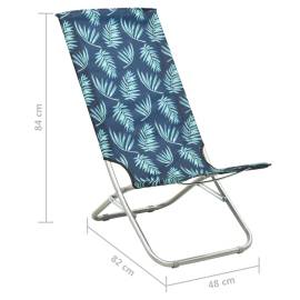 Scaune plajă pliante, 2 buc., imprimeu frunze, material textil, 8 image