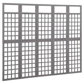 Separator cameră cu 5 panouri gri 201,5x180 cm nuiele lemn brad, 3 image