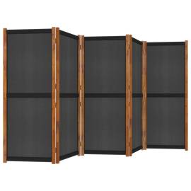 Paravan de cameră cu 5 panouri, negru, 350x180 cm, 4 image