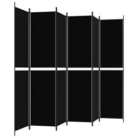 Paravan de cameră cu 6 panouri, negru, 300x220 cm, textil, 4 image