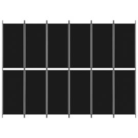 Paravan de cameră cu 6 panouri, negru, 300x220 cm, textil, 3 image