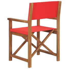 Scaun de regizor, roșu, lemn masiv de tec, 4 image