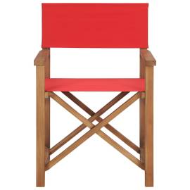 Scaun de regizor, roșu, lemn masiv de tec, 2 image