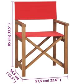 Scaun de regizor, roșu, lemn masiv de tec, 8 image