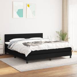 Pat box spring cu saltea, negru, 180x200 cm, catifea