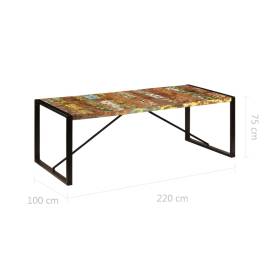 Masă de bucătărie, 220 x 100 x 75 cm, lemn masiv reciclat, 6 image