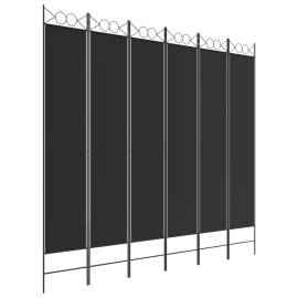 Paravan de cameră cu 6 panouri, negru, 240x220 cm, textil, 2 image