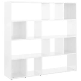 Bibliotecă/separator cameră, alb extralucios, 105x24x102 cm, 2 image