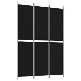 Paravan de cameră cu 3 panouri, negru, 150x220 cm, textil, 2 image