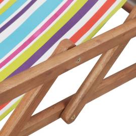Scaun de plajă pliabil, multicolor, textil și cadru din lemn, 8 image
