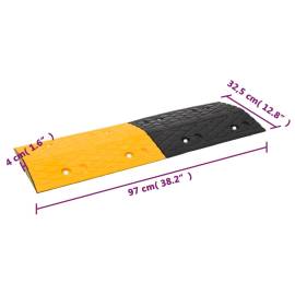 Prag limitator de viteză galben și negru, 97x32,5x4 cm, cauciuc, 7 image