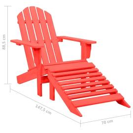 Scaun de grădină adirondack cu taburet, roșu, lemn masiv brad, 8 image