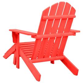 Scaun de grădină adirondack cu taburet, roșu, lemn masiv brad, 4 image