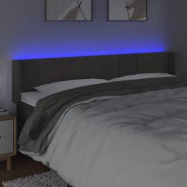 Tăblie de pat cu led, gri închis, 203x16x78/88 cm, catifea, 4 image