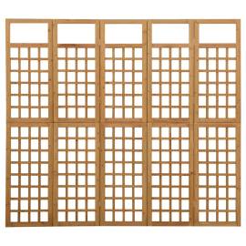 Separator cameră cu 5 panouri, 201,5x180 cm, nuiele lemn brad, 2 image