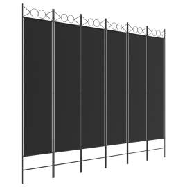 Paravan de cameră cu 6 panouri, negru, 240x200 cm, textil, 2 image