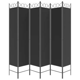 Paravan de cameră cu 6 panouri, negru, 240x200 cm, textil, 4 image