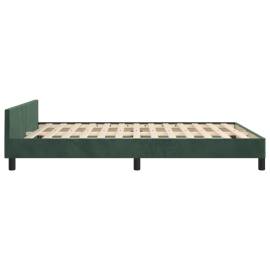 Cadru de pat cu tăblie, verde închis, 140x190 cm, catifea, 7 image