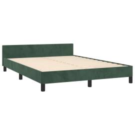 Cadru de pat cu tăblie, verde închis, 140x190 cm, catifea, 5 image