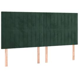Pat cu arcuri, saltea și led, verde închis, 200x200 cm, catifea, 7 image
