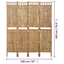 Paravan de cameră cu 4 panouri, 160 x 180 cm, bambus, 8 image