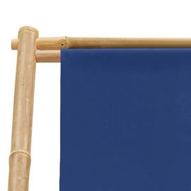 Scaun pliabil, albastru marin, bambus și pânză, 7 image