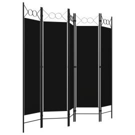 Paravan de cameră cu 5 panouri, negru, 200 x 180 cm, 3 image