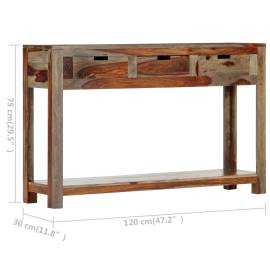 Masă consolă cu 3 sertare, 120x30x75 cm, lemn masiv de sheesham, 10 image