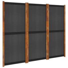 Paravan de cameră cu 3 panouri, negru, 210x180 cm, 2 image