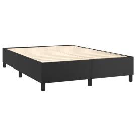 Pat box spring cu saltea, negru, 140x190 cm, piele ecologică, 5 image