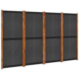 Paravan de cameră cu 4 panouri, negru, 280x180 cm, 2 image