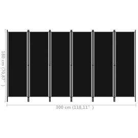 Paravan de cameră cu 6 panouri, negru, 300 x 180 cm, 6 image