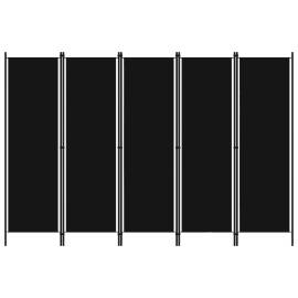 Paravan de cameră cu 5 panouri, negru, 250 x 180 cm