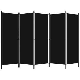 Paravan de cameră cu 5 panouri, negru, 250 x 180 cm, 2 image